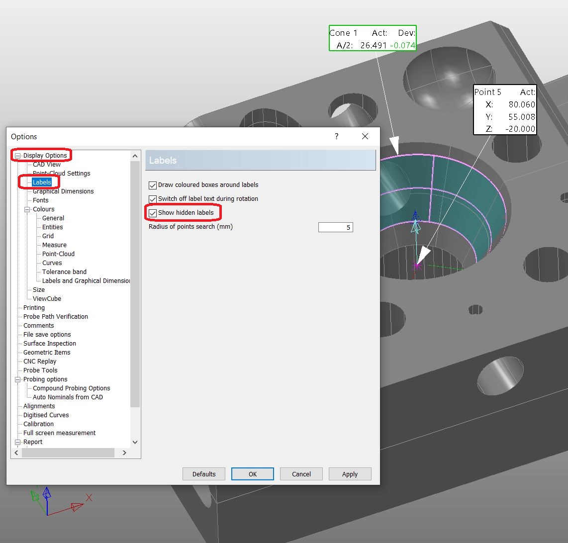 Some of the Geometries and Points labels are missing in PowerInspect