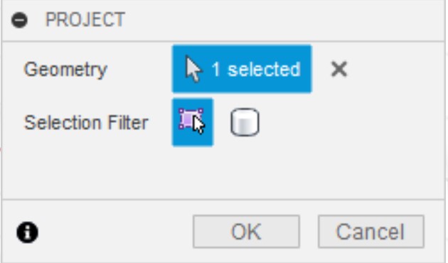 No Projection Link option in the Project Geometry command in Fusion