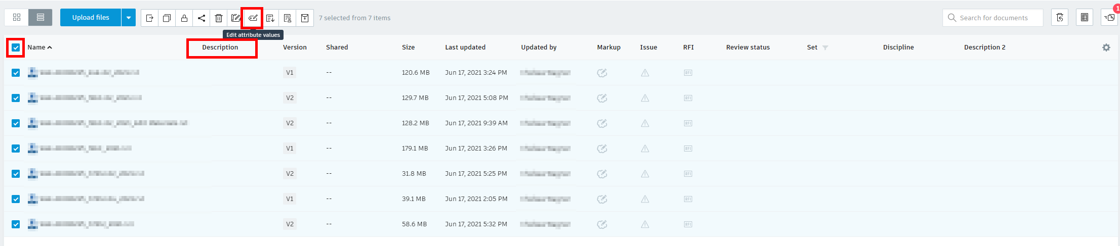 Cannot bulk edit the description for multiple documents in BIM 360 ...