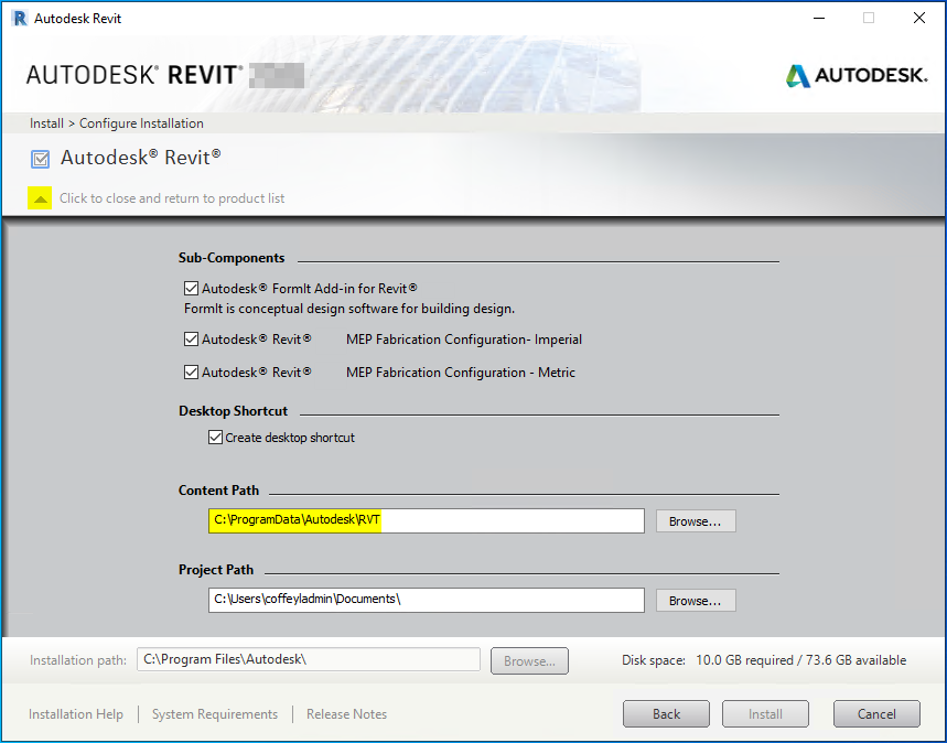 How to install Revit on a secondary drive