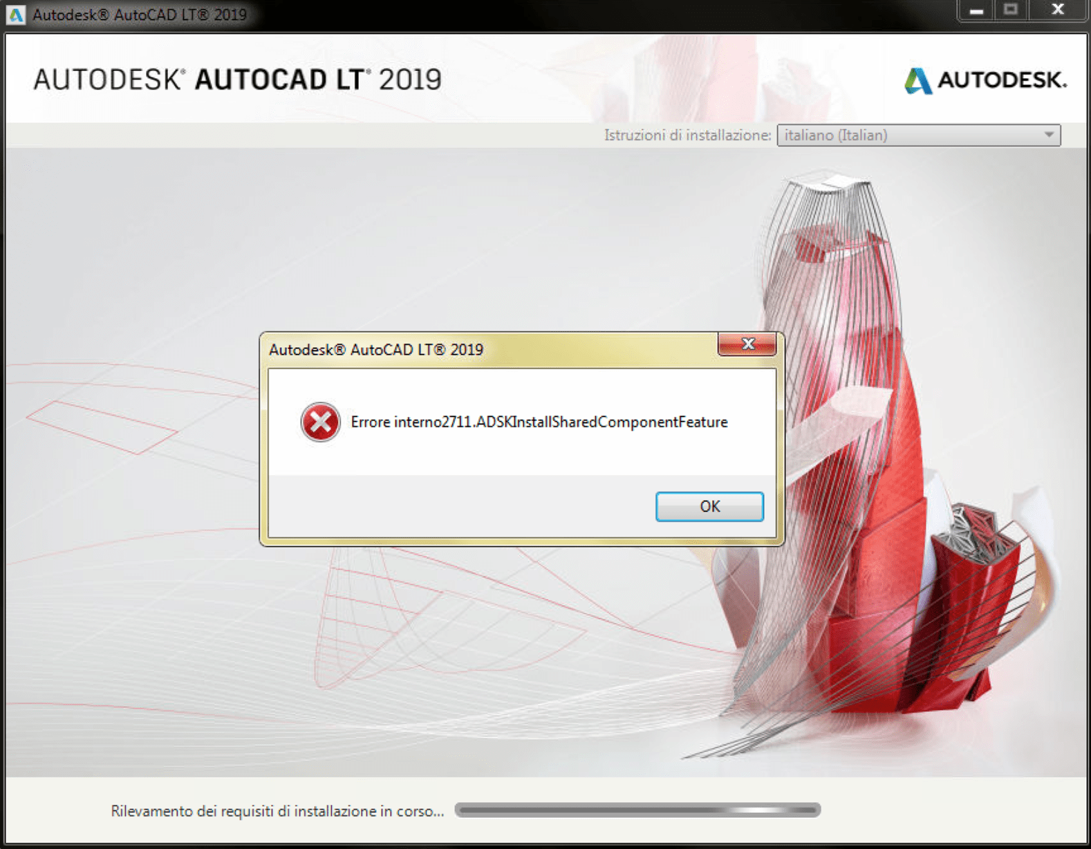 Internal Error2711.ADSKInstallSharedComponentFeature” when