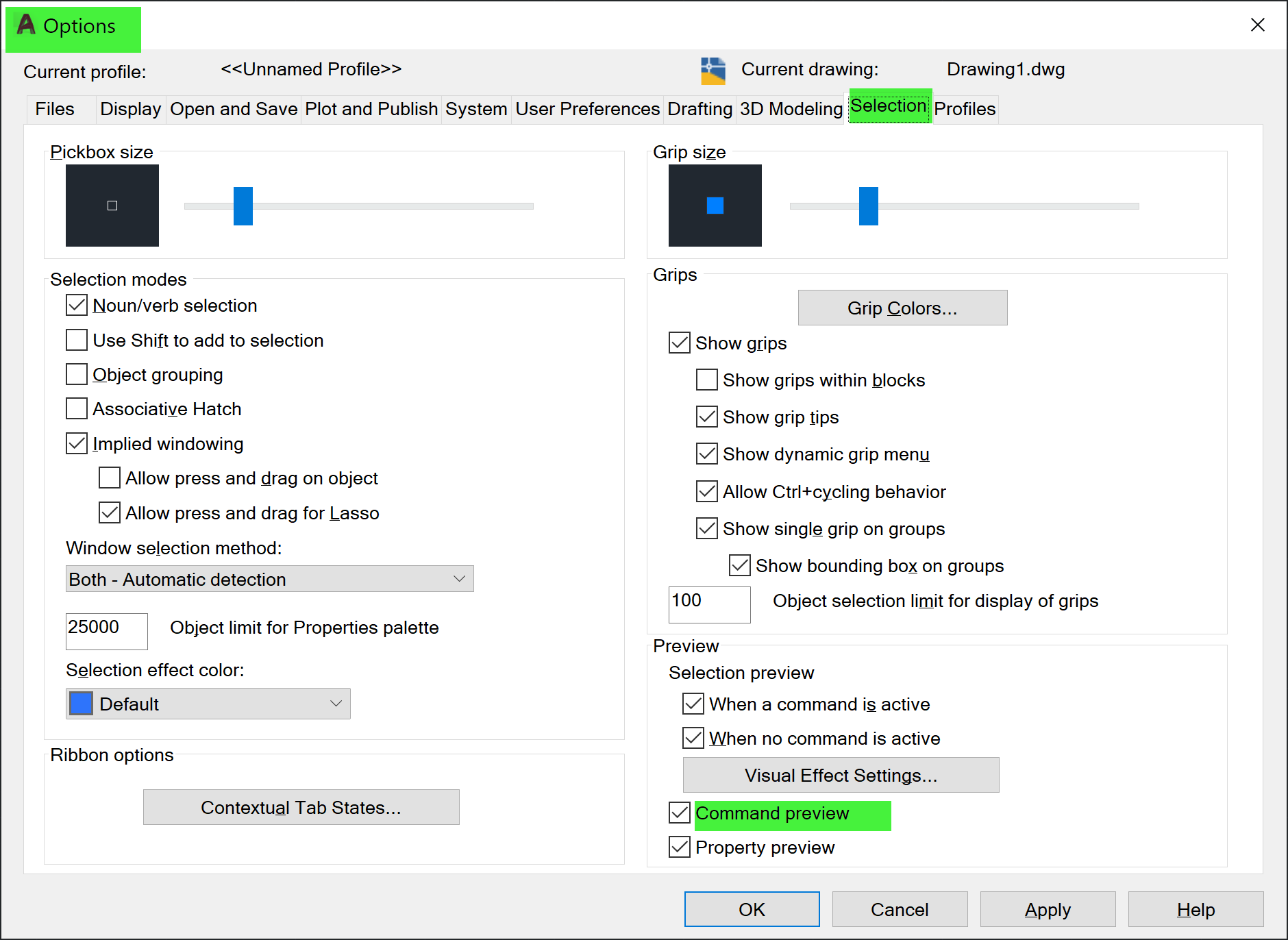 Selection cycling does not work during TRIM or EXTEND command in AutoCAD