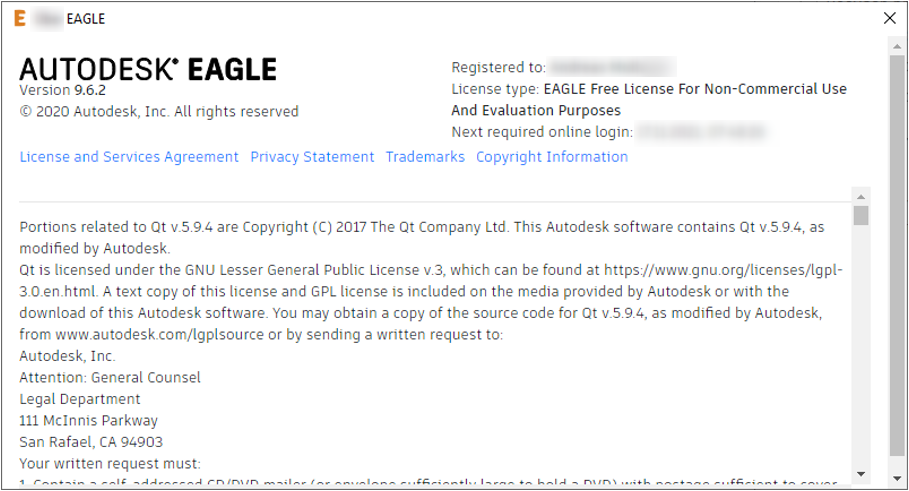 Autodesk EAGLE runs as trial/free version despite having a Premium or