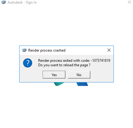 尝试登录Autodesk软件时显示“渲染进程崩溃渲染进程退出并返回代码 