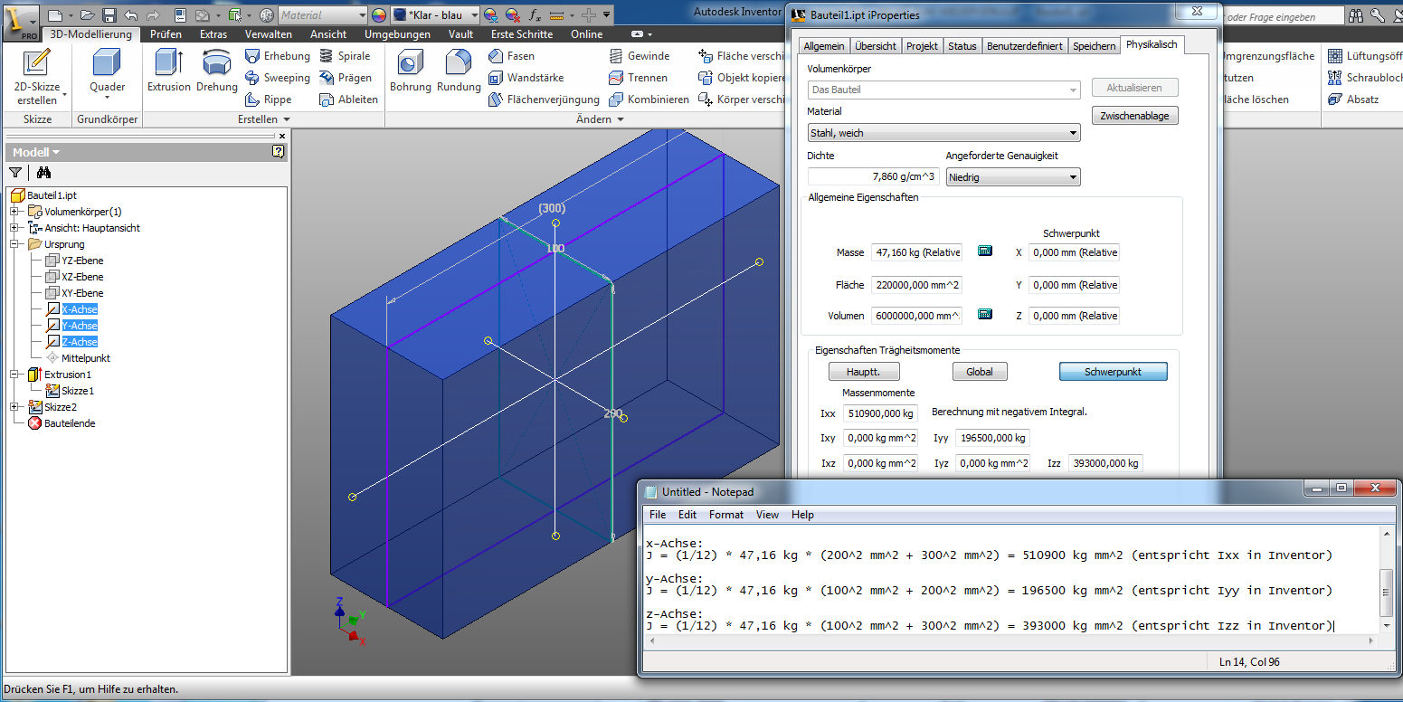 Interpretation of moments of inertia in Inventor iProperties