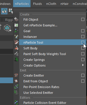 Can’t access nParticle tool options in Maya
