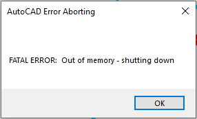 fatal error out of memory - shutting down