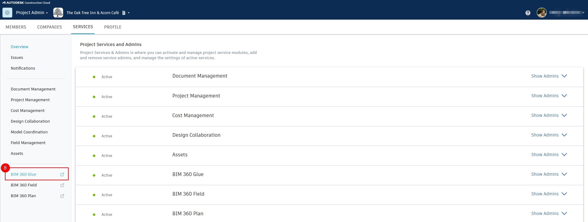 Account Admin is unable to add a project admin to a BIM 360 Glue project.