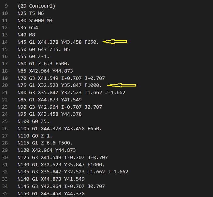 Two different feedrates appears in NC program using Hass next ...