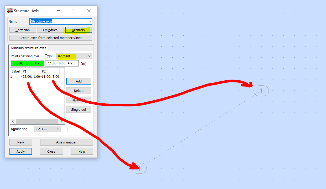 How to define structural axes which are not parallel to global system
