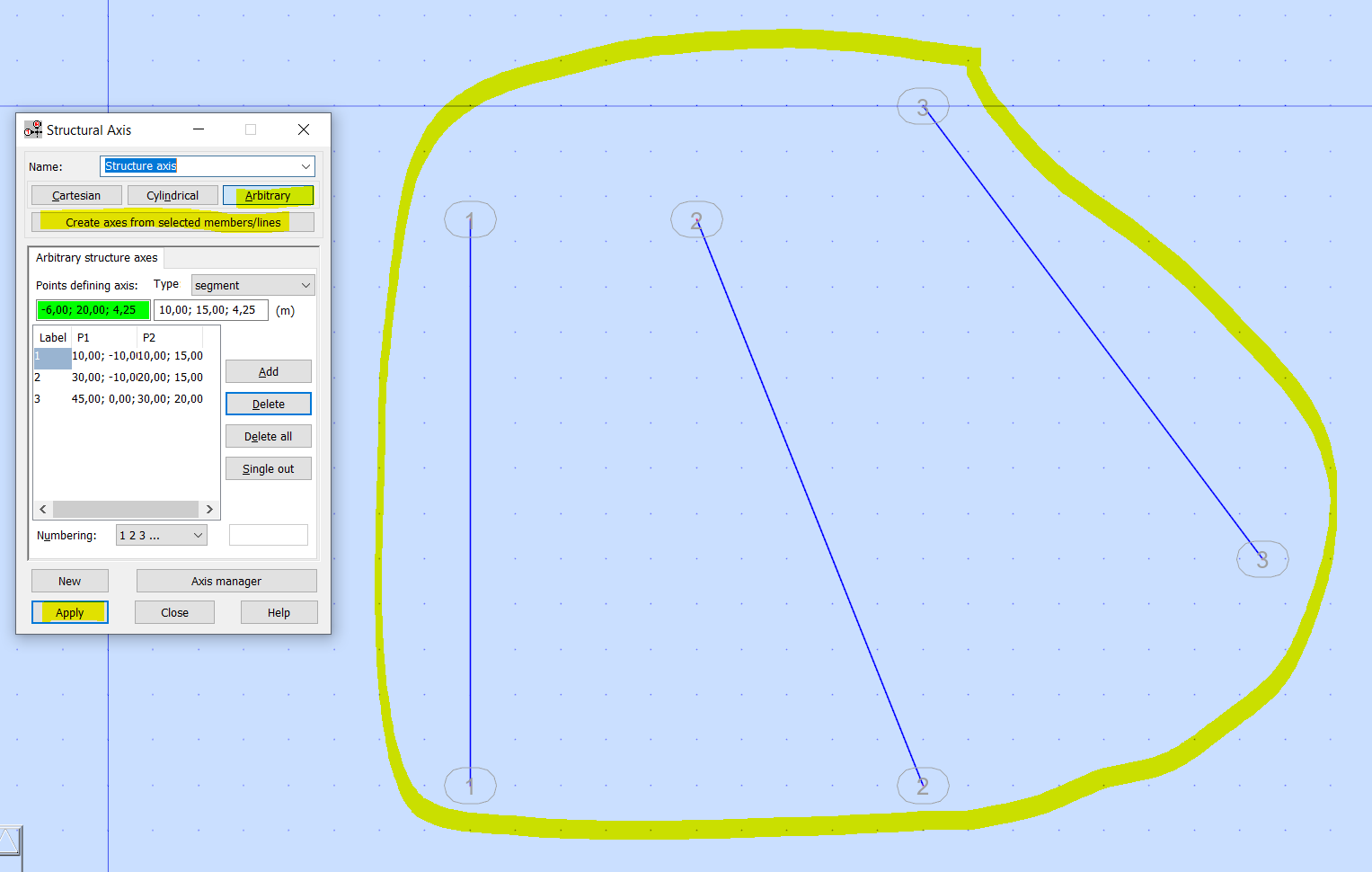 How to define structural axes which are not parallel to global system
