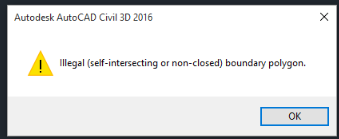 Illegal self intersecting or non closed boundary polygon