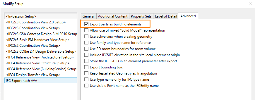 Openings missing when exporting parts from Revit to IFC