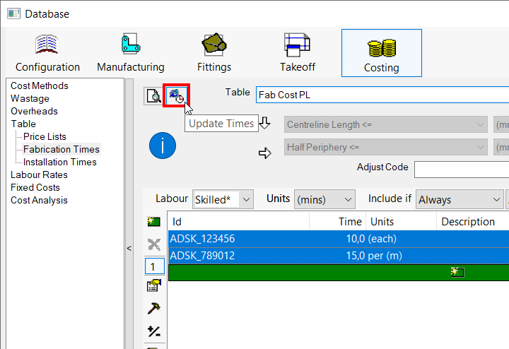 How to format a CSV file for importing Fabrication Times in Fabrication