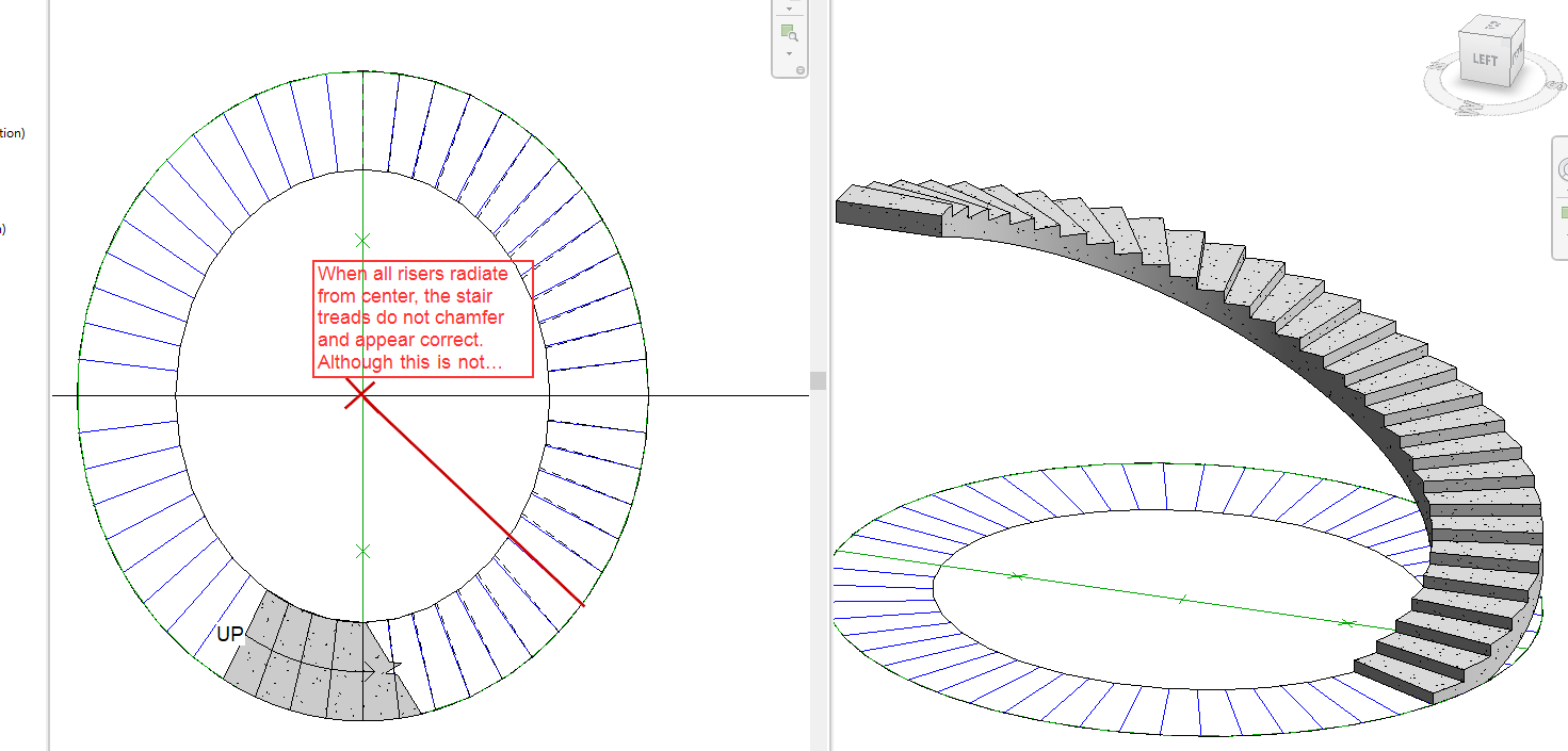 Chamfered treads when making an elliptical stair from arcs in Revit