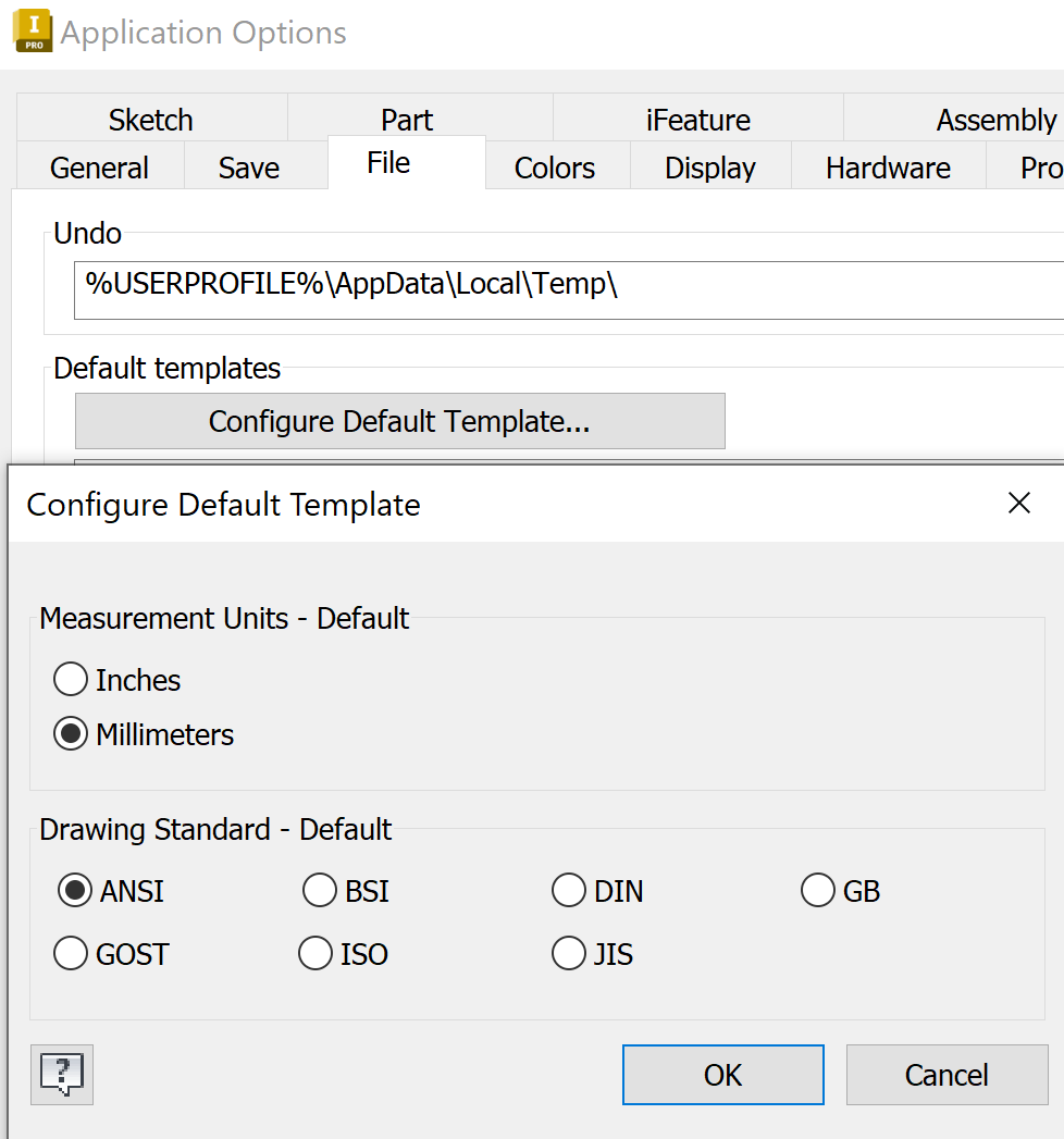 How To Define The Default Template Units In Inventor Inventor 