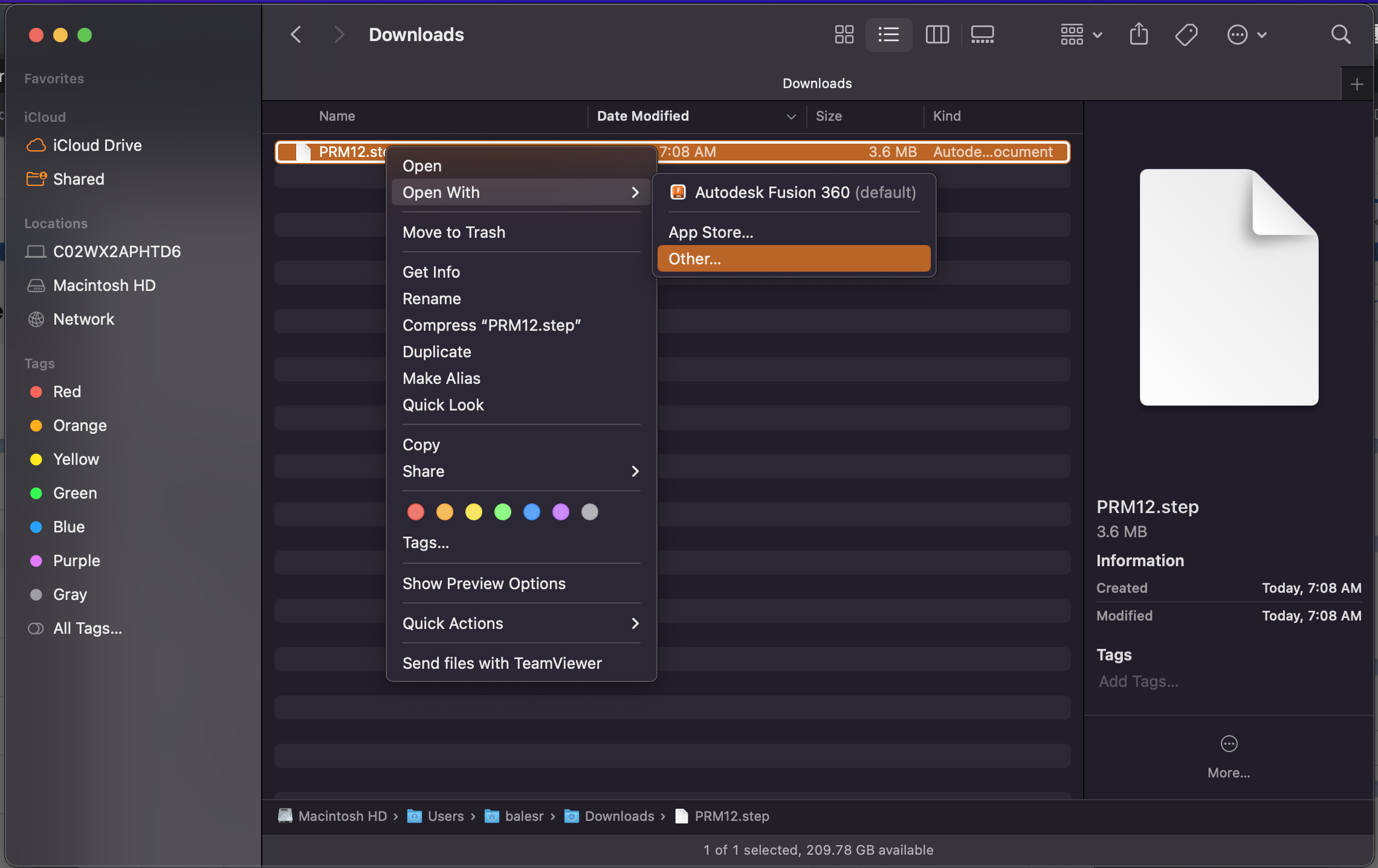 So verknüpfen Sie Fusion 360 als beim Öffnen von STEPDateien unter macOS