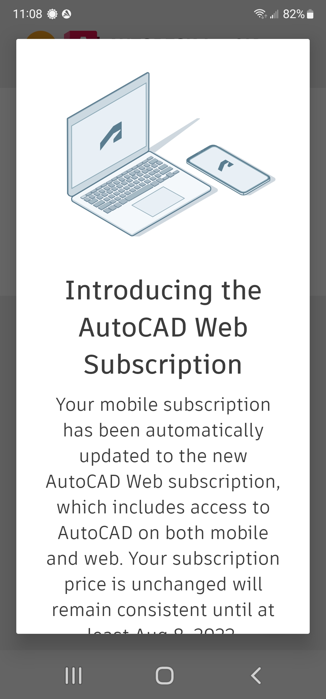 Beim Starten der AutoCADMobilApp kann die Einführungsmeldung zu 