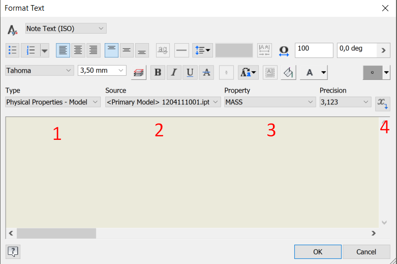How to get total mass of each item in Parts List in Inventor drawing