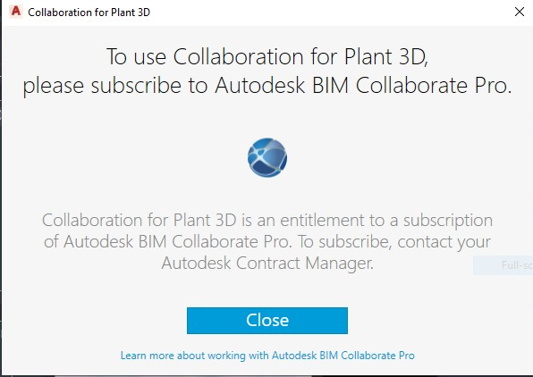 Cannot collaborate with BIM 360 from AutoCAD Plant 3D