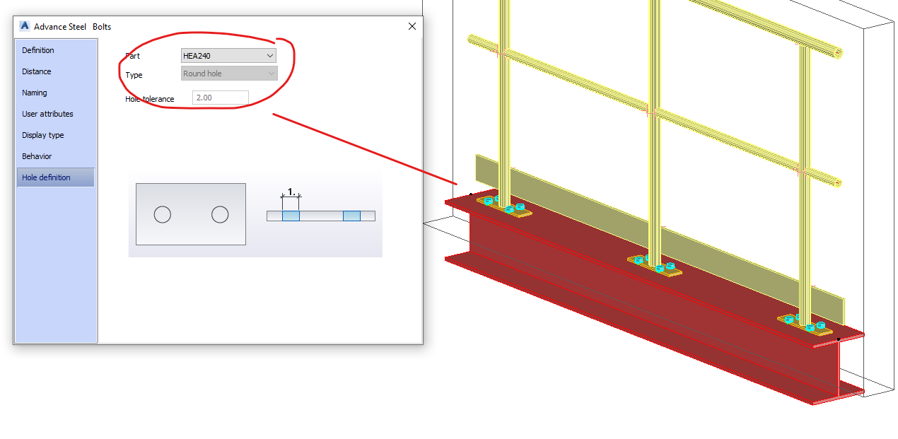 Cannot set "Slotted hole" for post connection bolts created by Railing