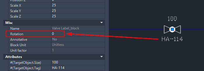 How to rotate a P&ID valve tag annotation in AutoCAD Plant 3D