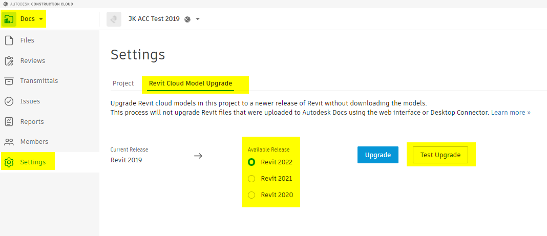 Revit Cloud Model Upgrade On The Autodesk Construction Cloud | BIM 360 ...