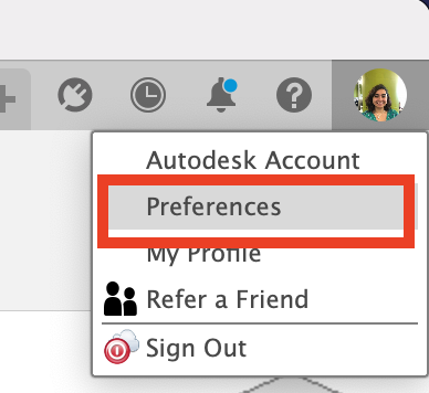 Profile menu