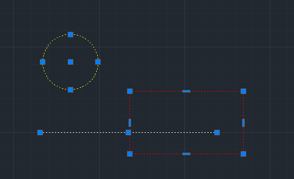 AutoCAD 中的选定对象以虚线亮显