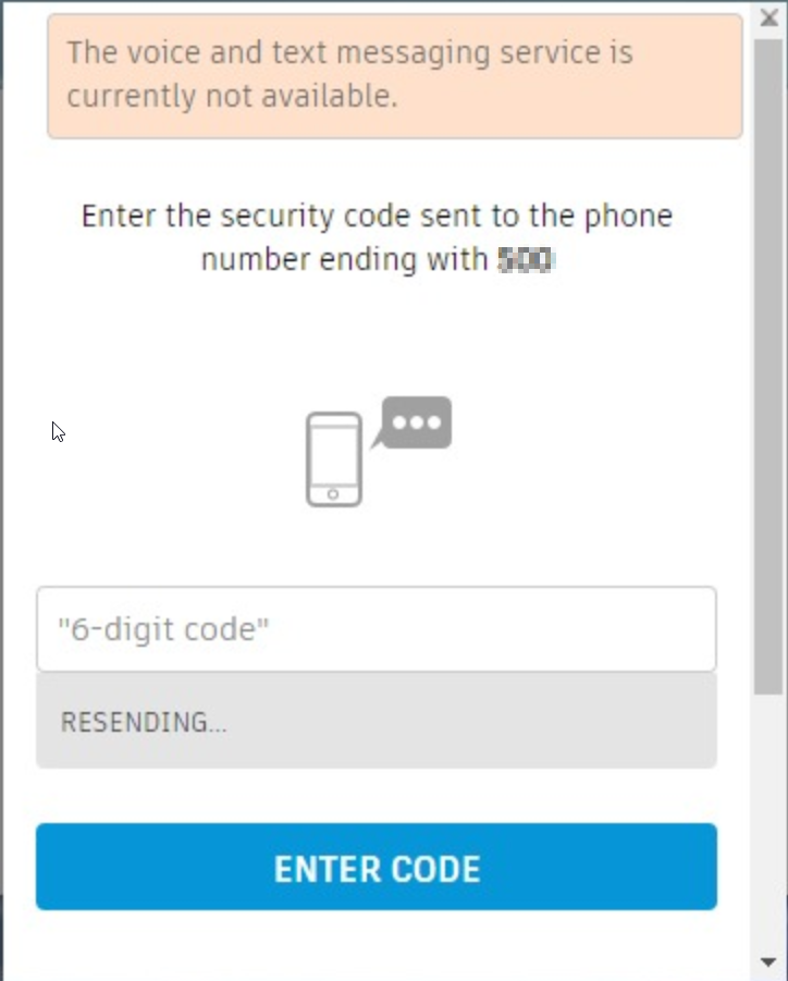 "Voice and messaging services not available" when trying to sign in to ...