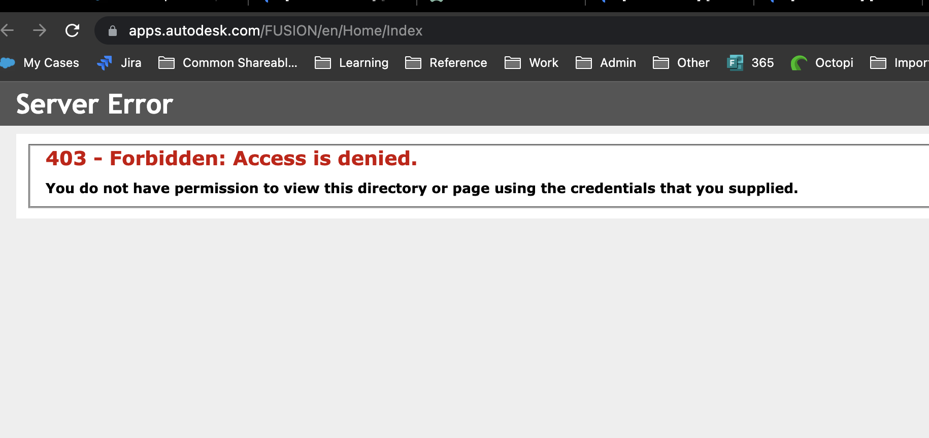 "403 Forbidden" while trying to access the app store from Fusion