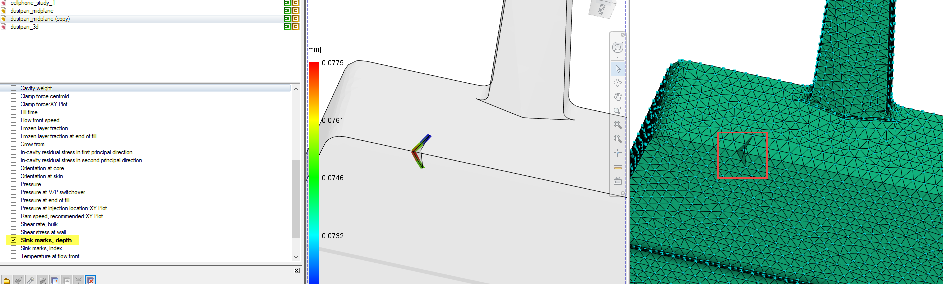How to evaluate Sink marks estimate result and volumetric shrinkage in