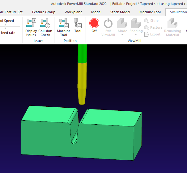What PowerMill strategy is for machining a tapered slot