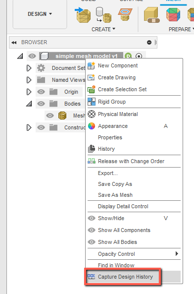 "Cannot convert a mesh body to a solid or surface body" in Autodesk Fusion.