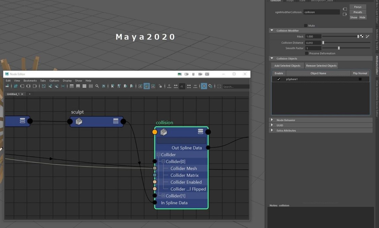 Maya2022のXgen Interactive Grooming でコリジョンオブジェクトが追加
