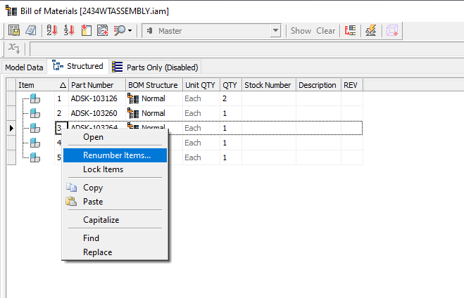 The sorting in the structural BOM does not correspond to the 