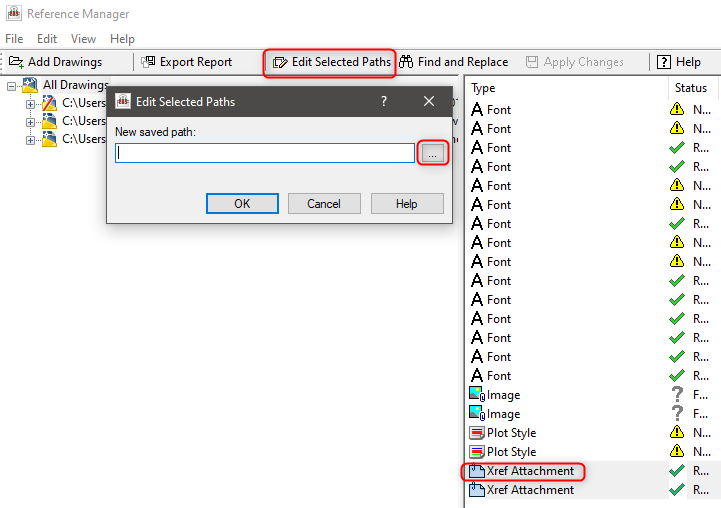 How To Change Paths For Multiple Xrefs In AutoCAD Drawings