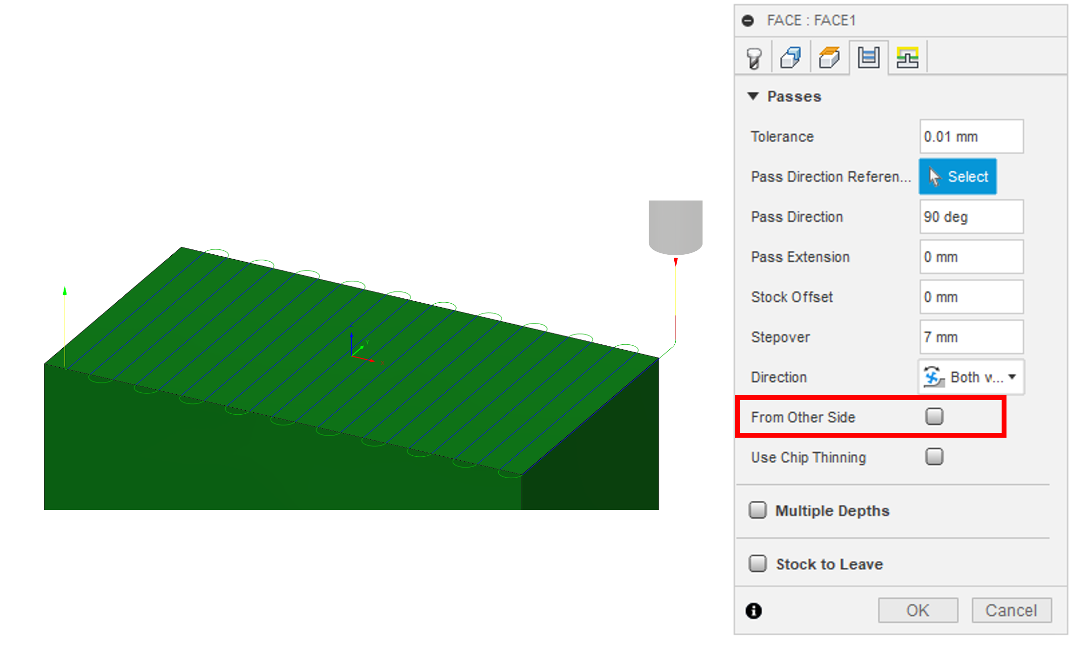 How To Change The Start Position In A Facing Operation In Fusion 360