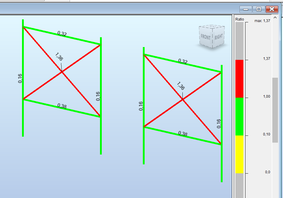 Robot Structural Analysis で鉄鋼部材に表示される稼働率の意味は何ですか?