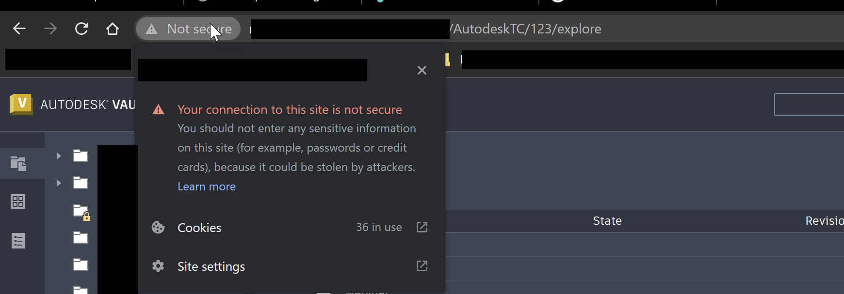 Vault Thin Client shown as not secure in browsers