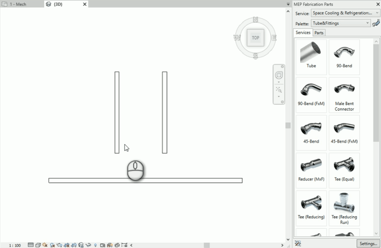 添加垂直对于预制管道，在 Revit 中使用 45 度而不是 90 度连接
