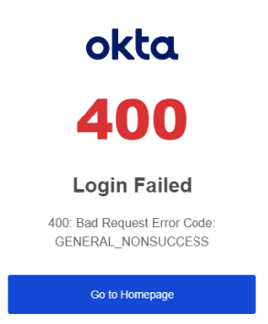 400: Bad Request Error Code: GENERAL_NONSUCCESS