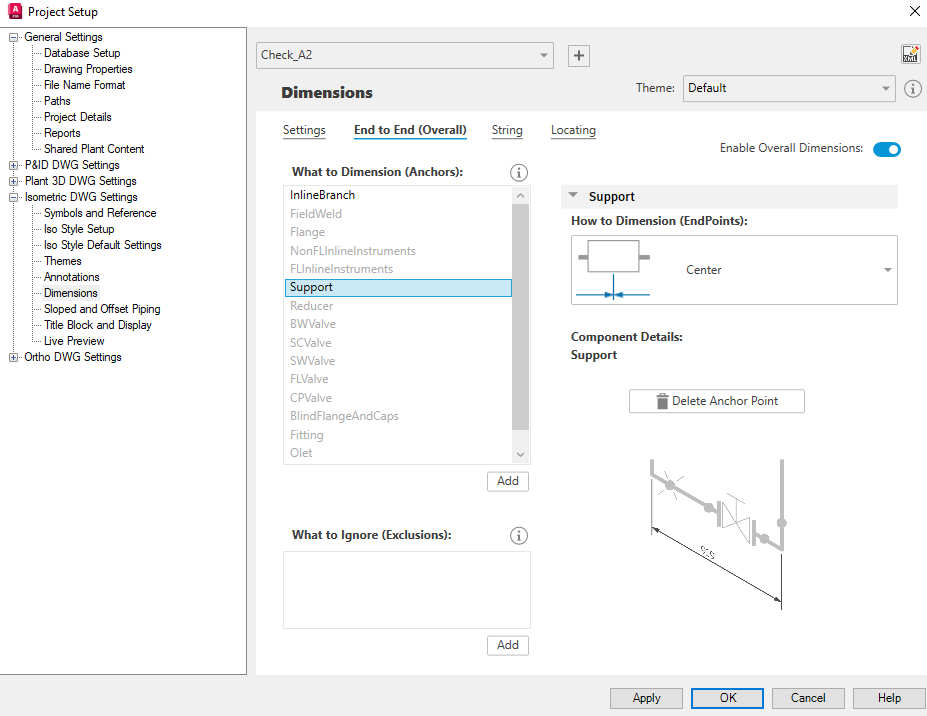Missing dimensions for specific components on isometric drawings in
