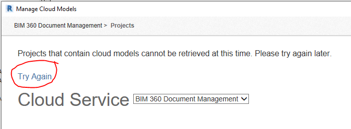 BIM 360或Autodesk Construction Cloud和Revit云模型在Revit中无法访问