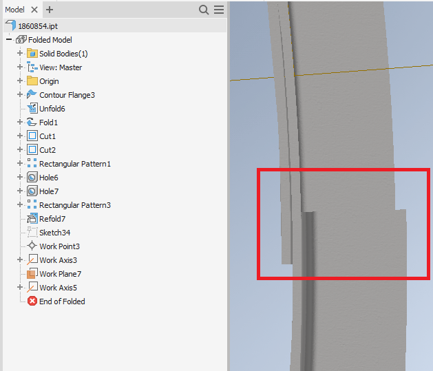 La mise à plat ne fonctionne pas avec un profil roulé superposé dans