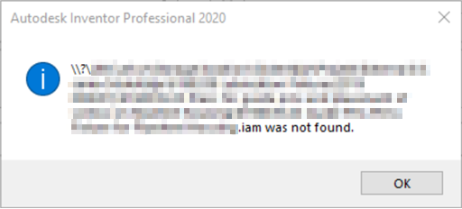 Was Not Found." When Opening Inventor Files