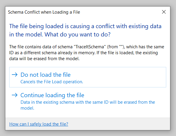 "Schema Conflict When Loading A File" For Enigma Or Traceit When ...