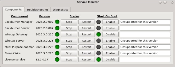 Service Monitorに「Unsupported for this version」と表示されています