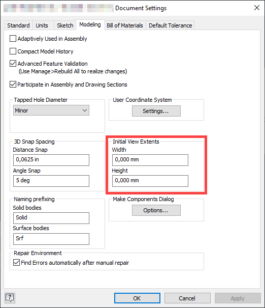 Specific zoom level always applied after opening Inventor file