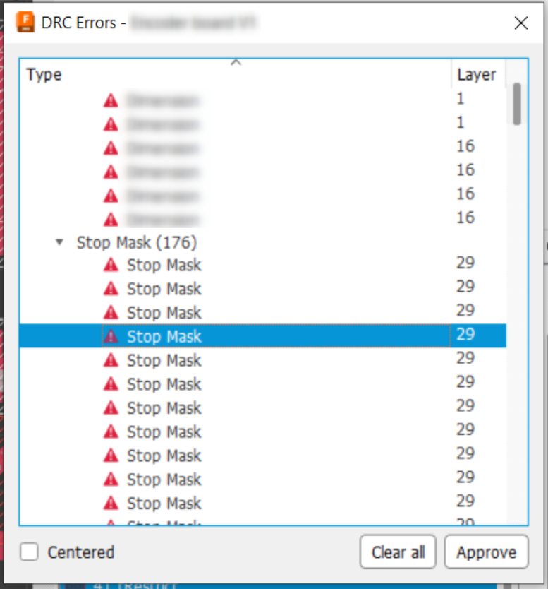 "Stop mask" notifications while running the DRC in Fusion 360 or EAGLE